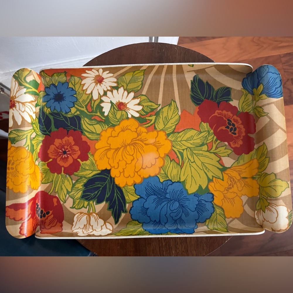 Vintage Retro Fiberglass Fabric Tray